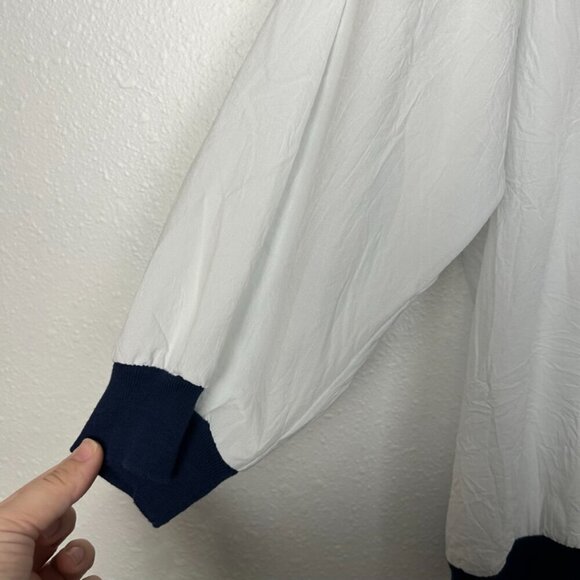 GW White and Blue rhinestoned Vintage Western Style Collared Blouse Sz. Large - Picture 6 of 8